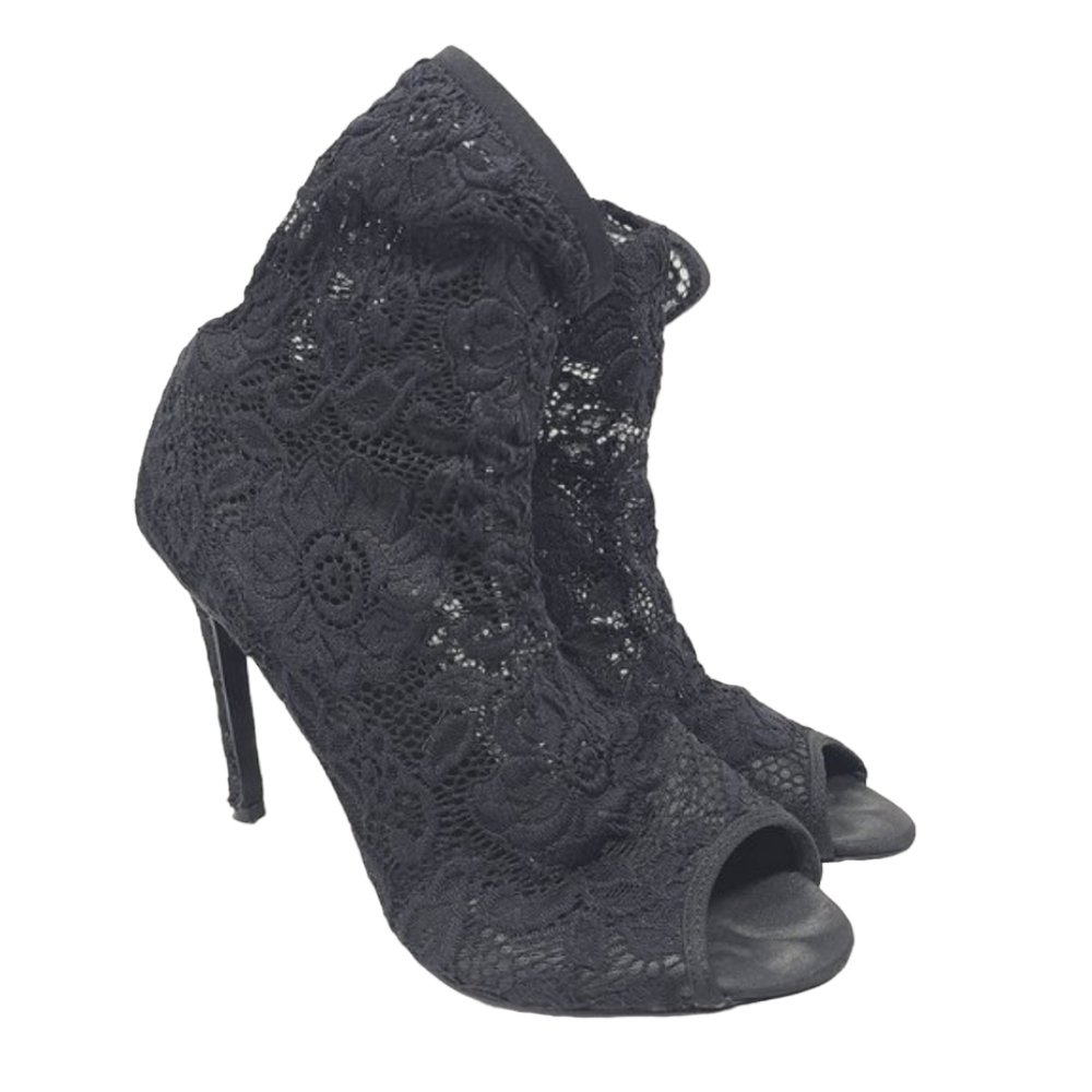 Charles by Charles David | Women's Black Lace Sock Booties (Size 9.5)